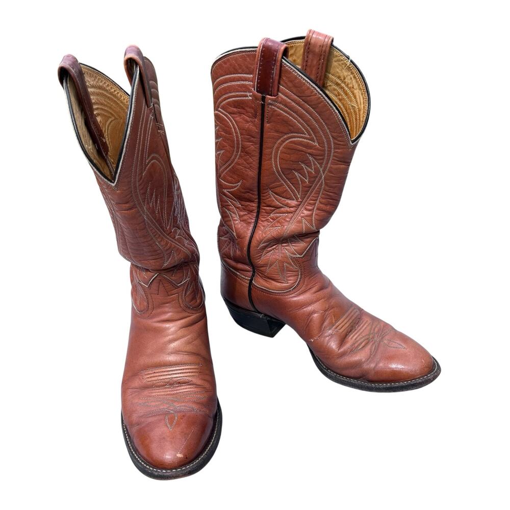 Dan Post 4116 Made in USA Cowboy Boots Mens 9D Brown Leather Western Round Toe
